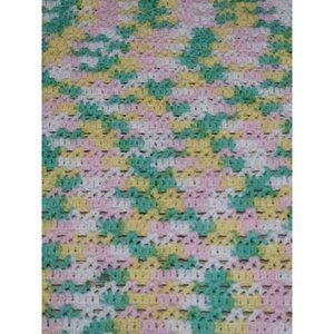 Vintage Hand Crocheted Afghan Blanket Baby Blanket- Pastel Colors